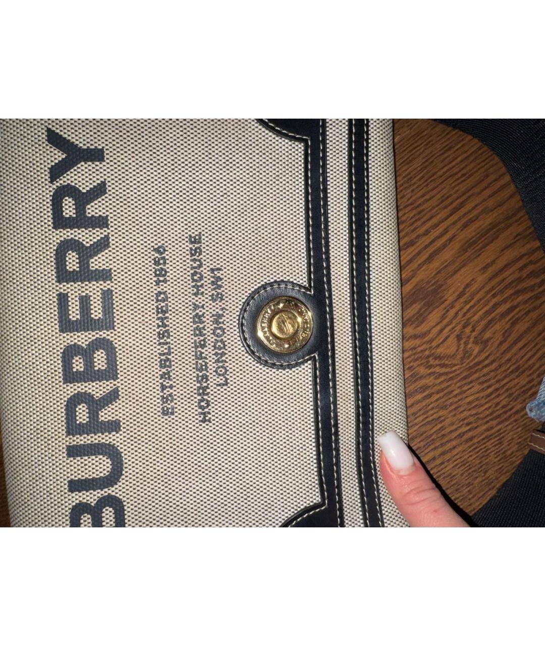 BURBERRY Бежевая тканевая сумка через плечо, фото 3