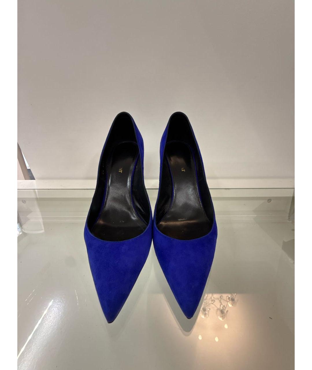 SAINT LAURENT Темно-синие замшевые туфли, фото 2