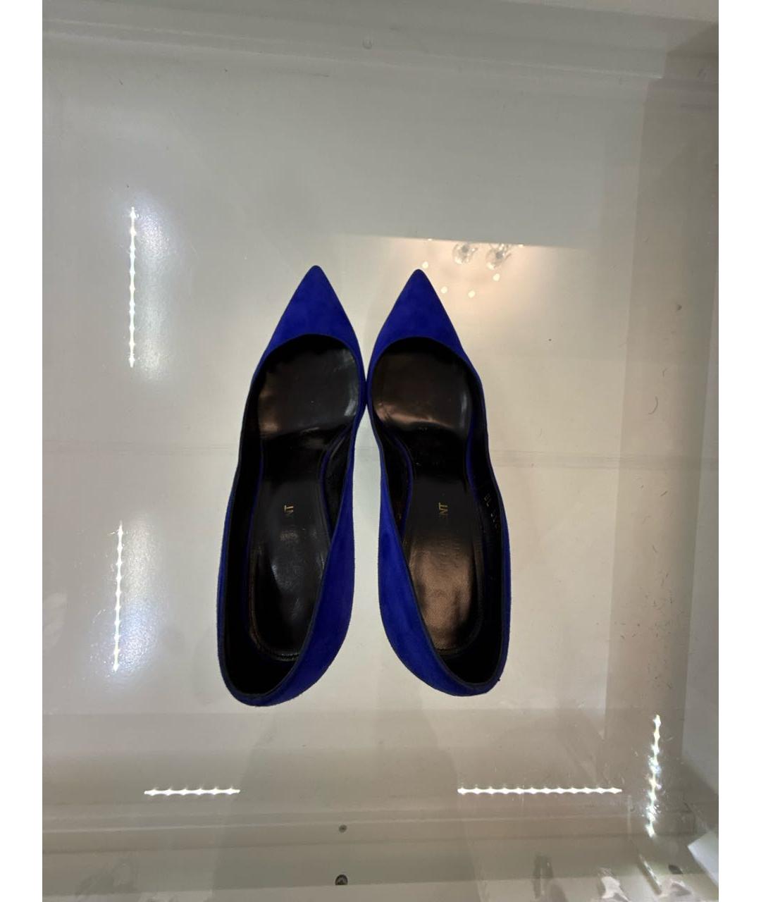 SAINT LAURENT Темно-синие замшевые туфли, фото 3