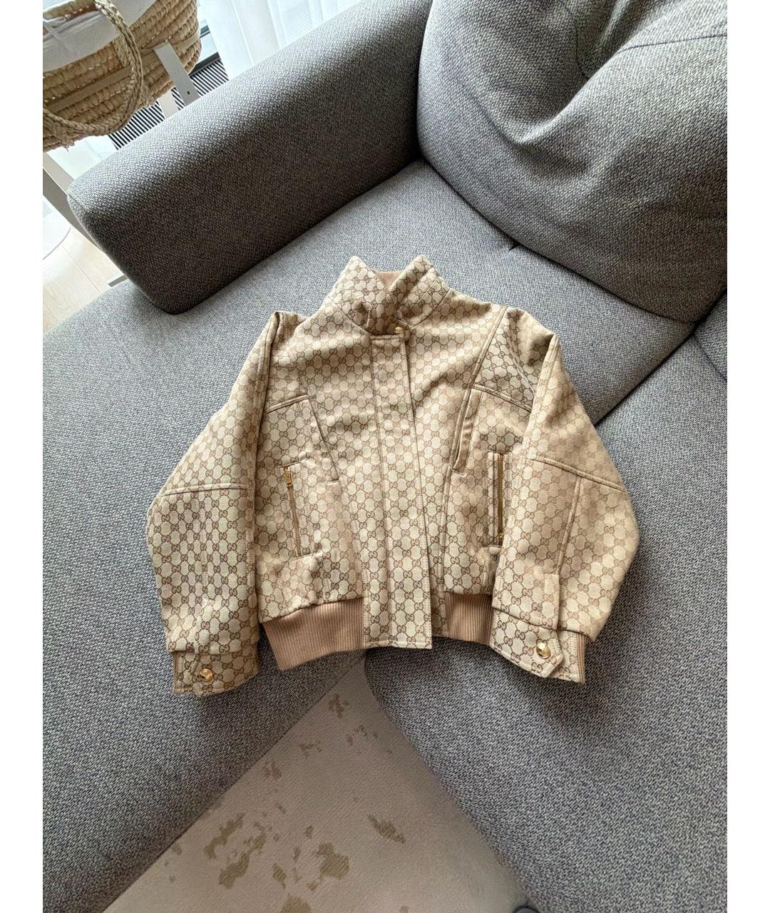 GUCCI Бежевая полиэстеровая куртка, фото 9