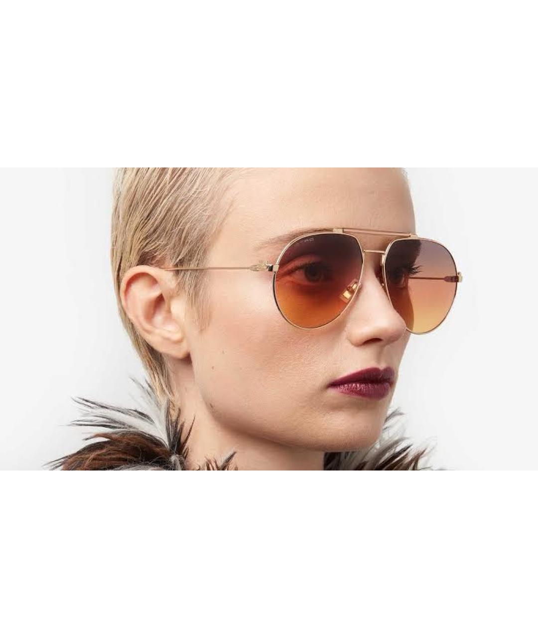 ETRO Золотые металлические солнцезащитные очки, фото 5