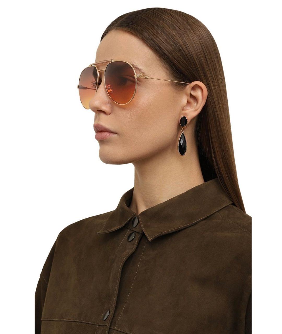 ETRO Золотые металлические солнцезащитные очки, фото 6