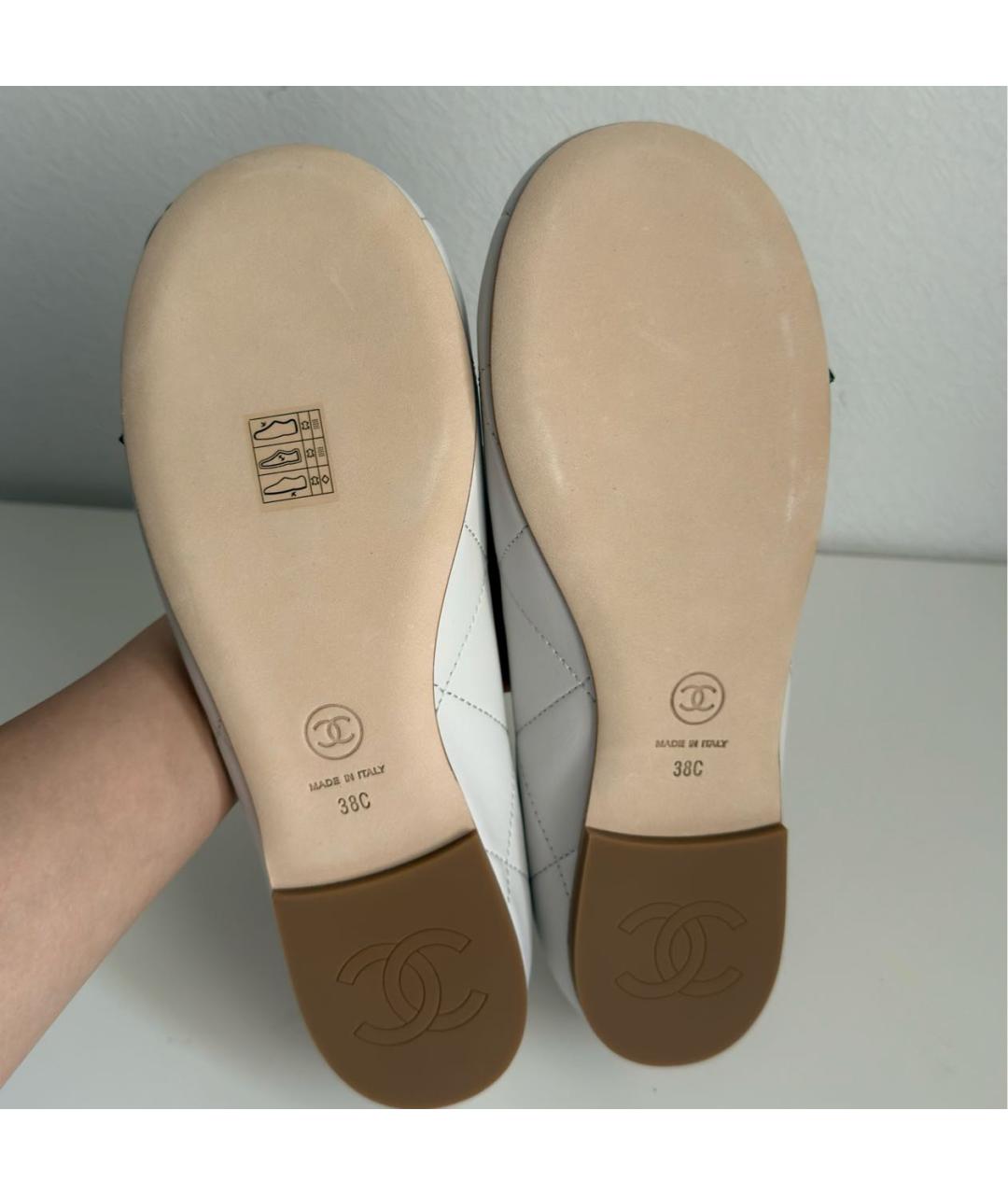 CHANEL Белые кожаные балетки, фото 7