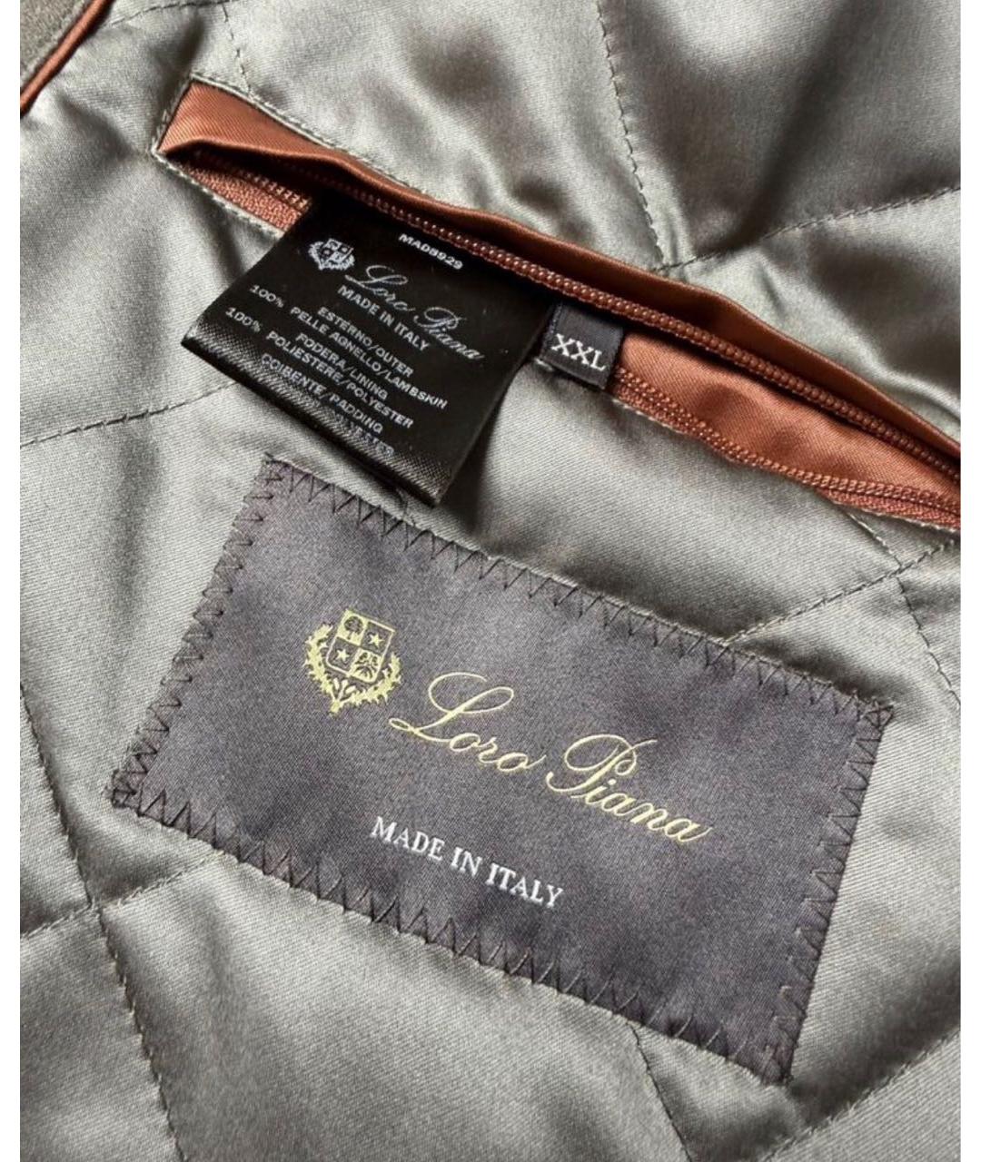 LORO PIANA Серая кожаная куртка, фото 6