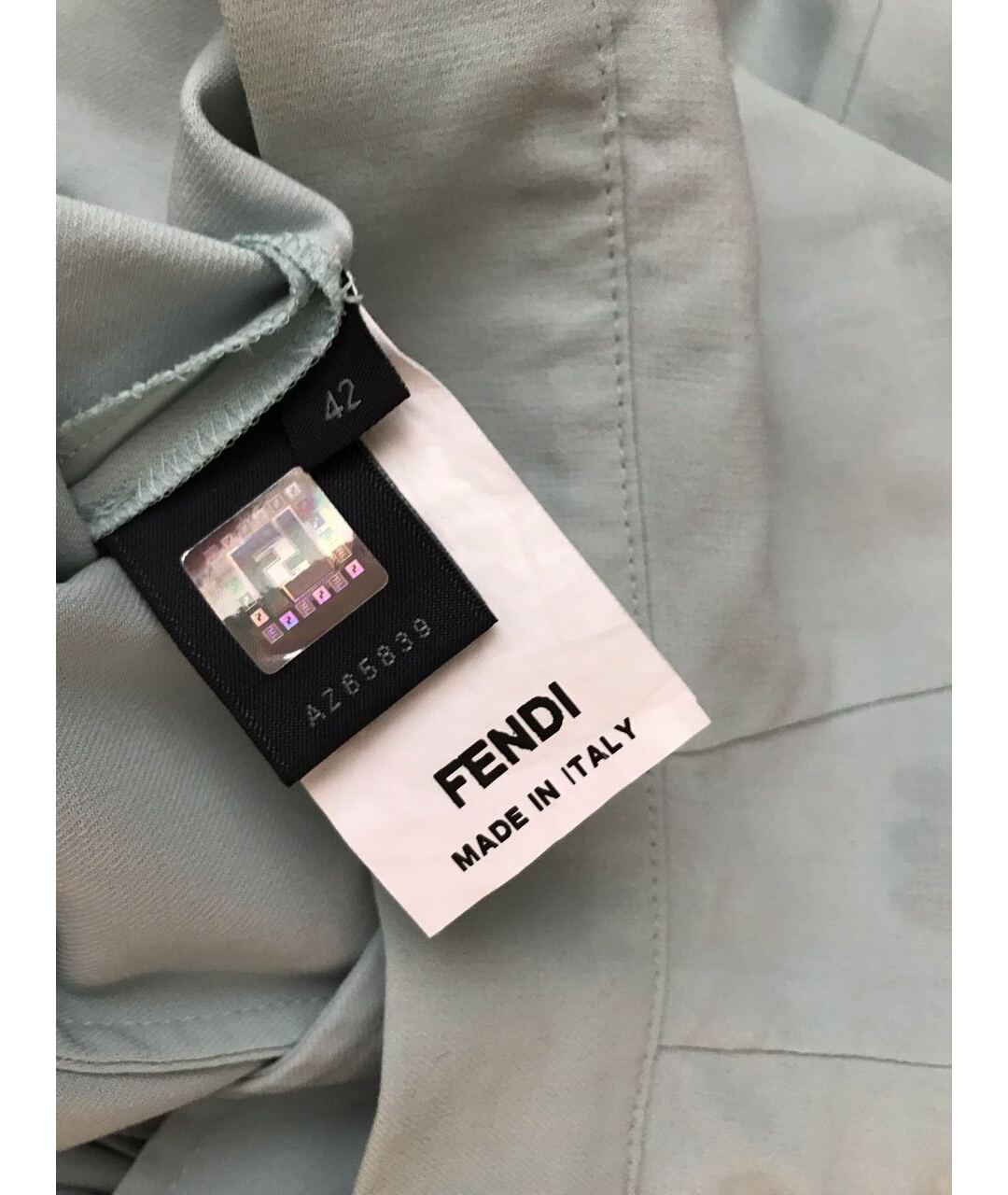 FENDI Бирюзовые шерстяные прямые брюки, фото 7