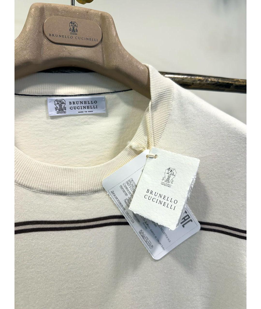 BRUNELLO CUCINELLI Бежевая хлопковая футболка, фото 2