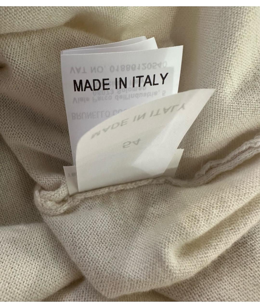 BRUNELLO CUCINELLI Бежевая хлопковая футболка, фото 4
