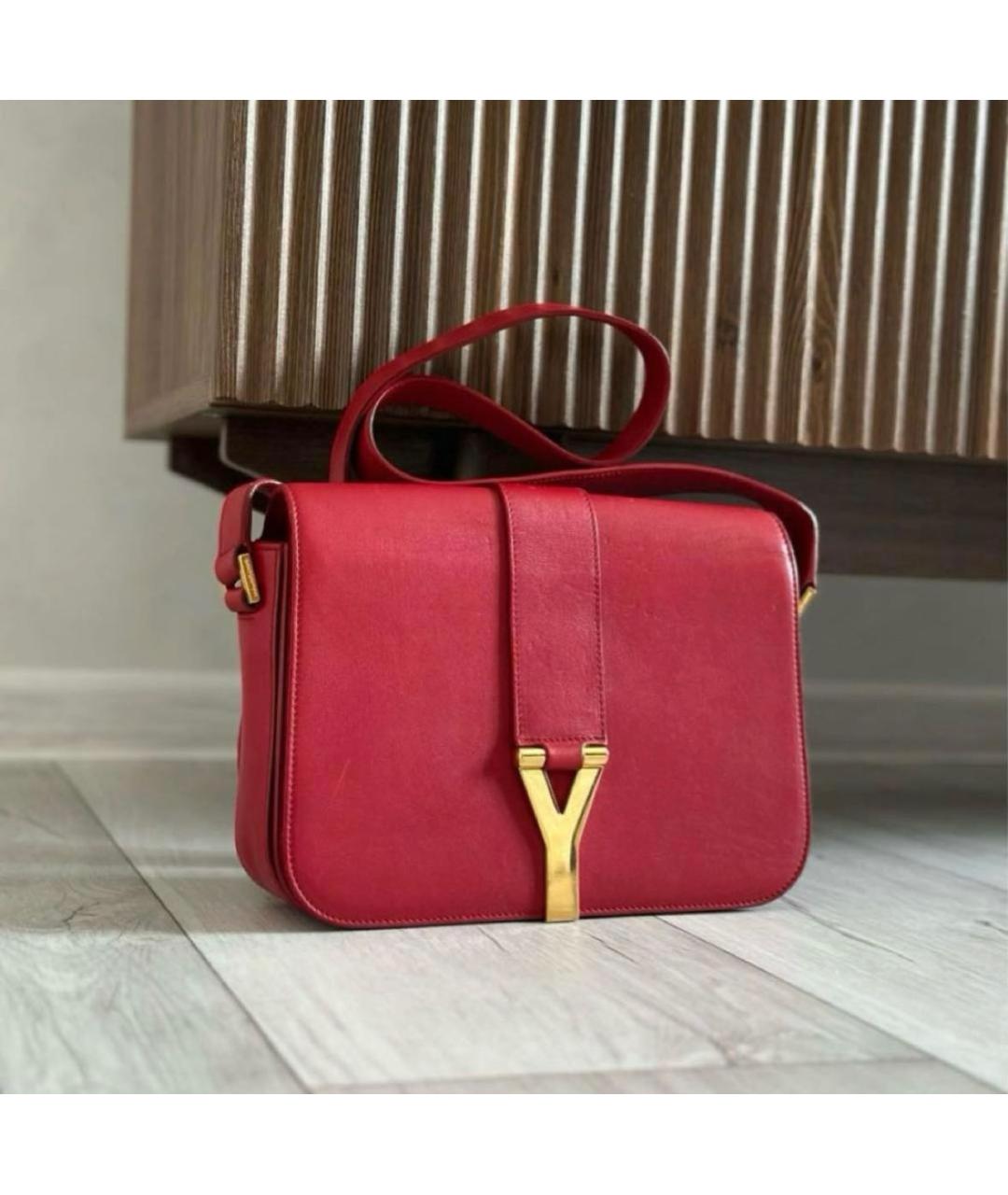SAINT LAURENT Красная кожаная сумка через плечо, фото 4