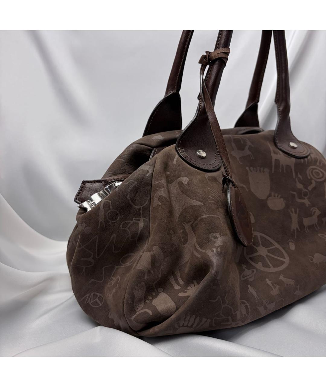 VIVIENNE WESTWOOD Коричневая кожаная сумка с короткими ручками, фото 3