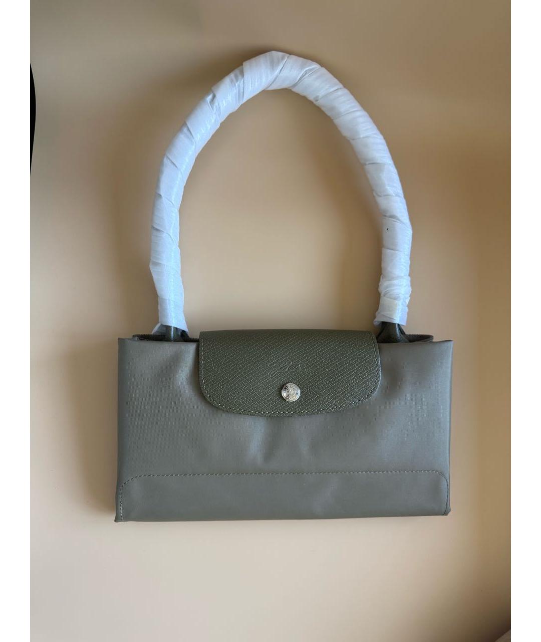LONGCHAMP Хаки тканевая сумка с короткими ручками, фото 6