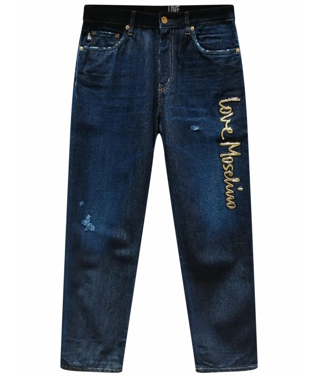 LOVE MOSCHINO Темно-синие хлопковые прямые джинсы, фото 1