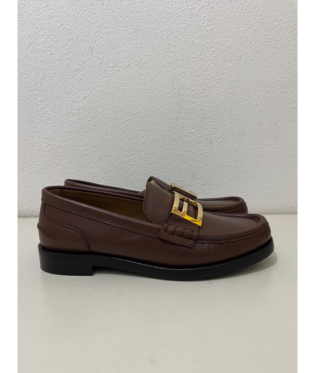FENDI Коричневые кожаные лоферы, фото 5