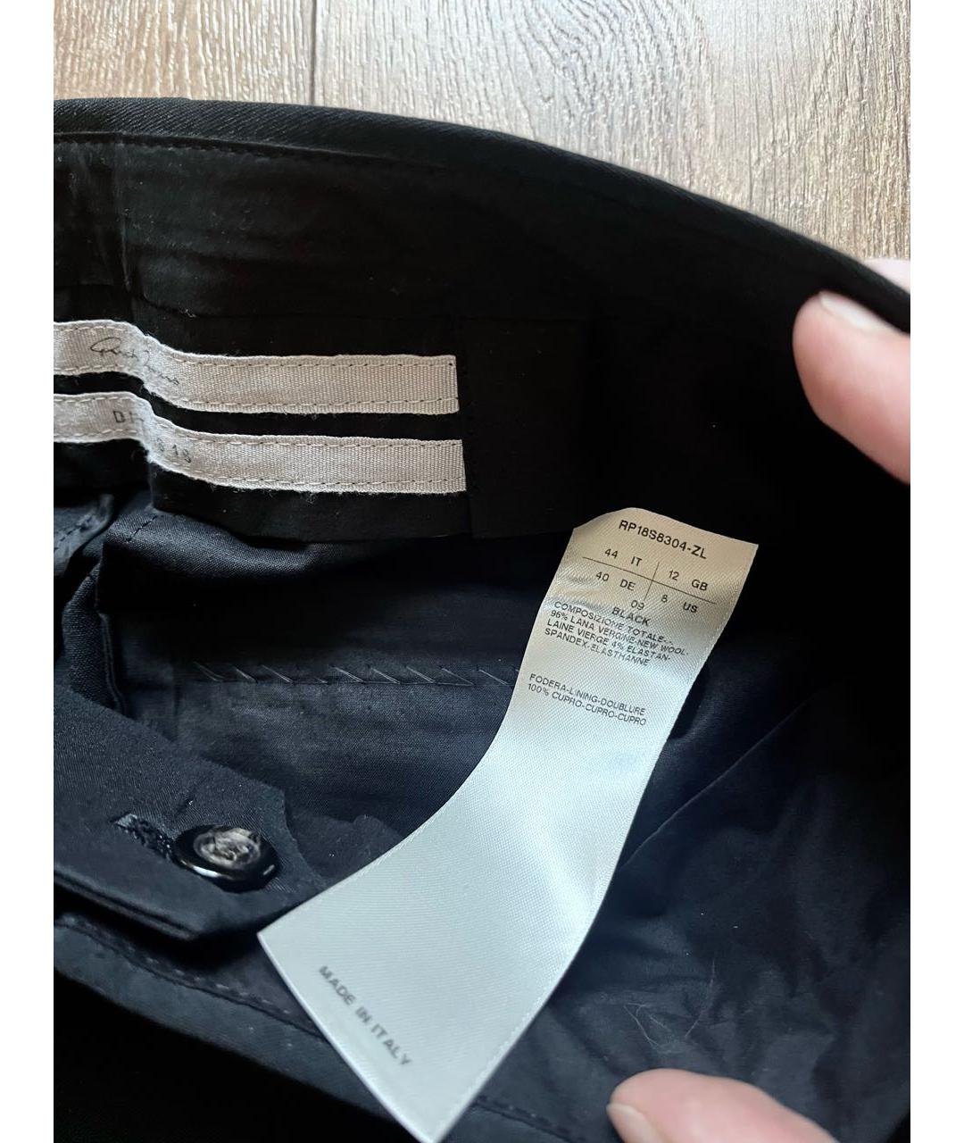RICK OWENS Черные шерстяные классические брюки, фото 3