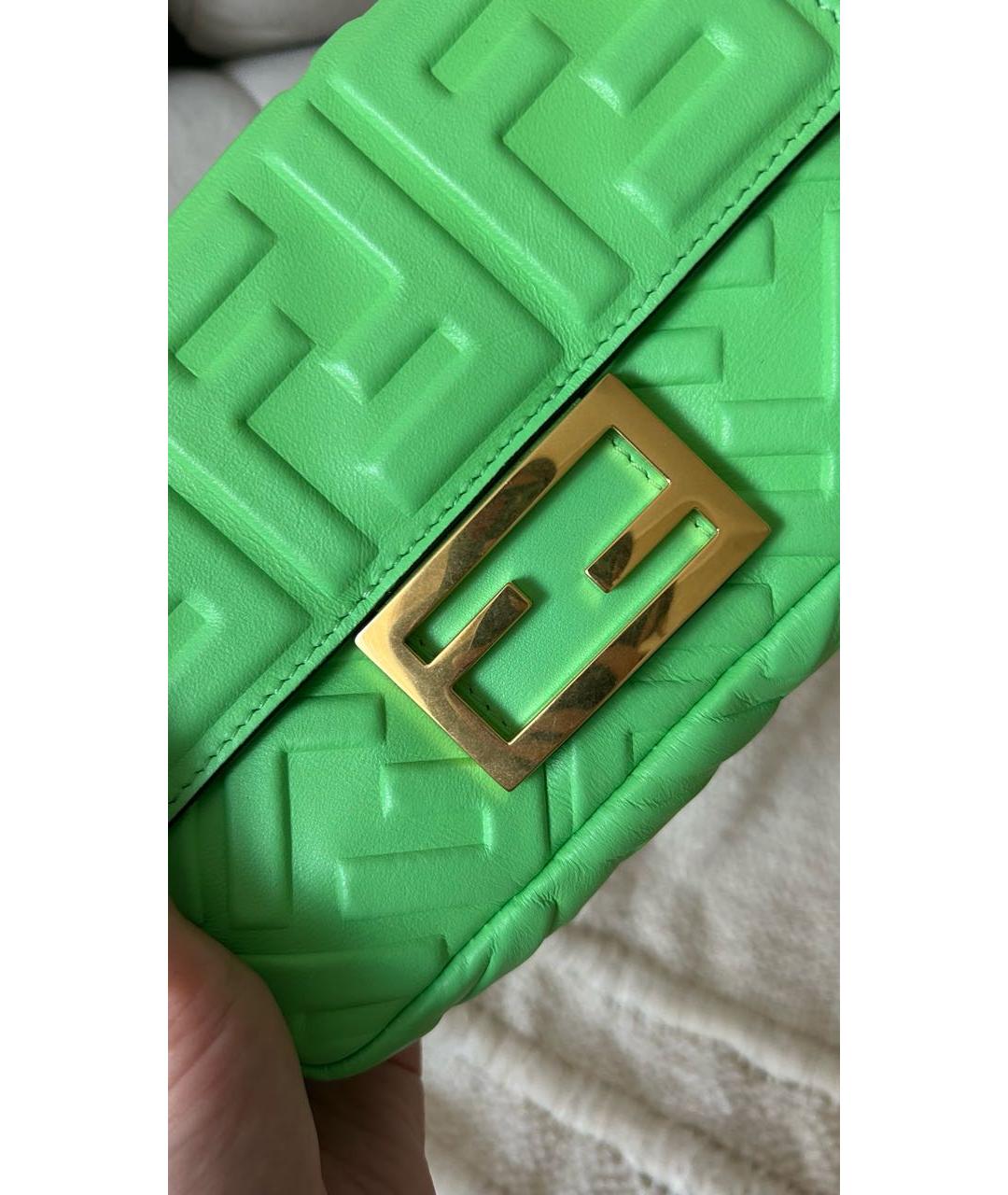FENDI Зеленая кожаная сумка через плечо, фото 4