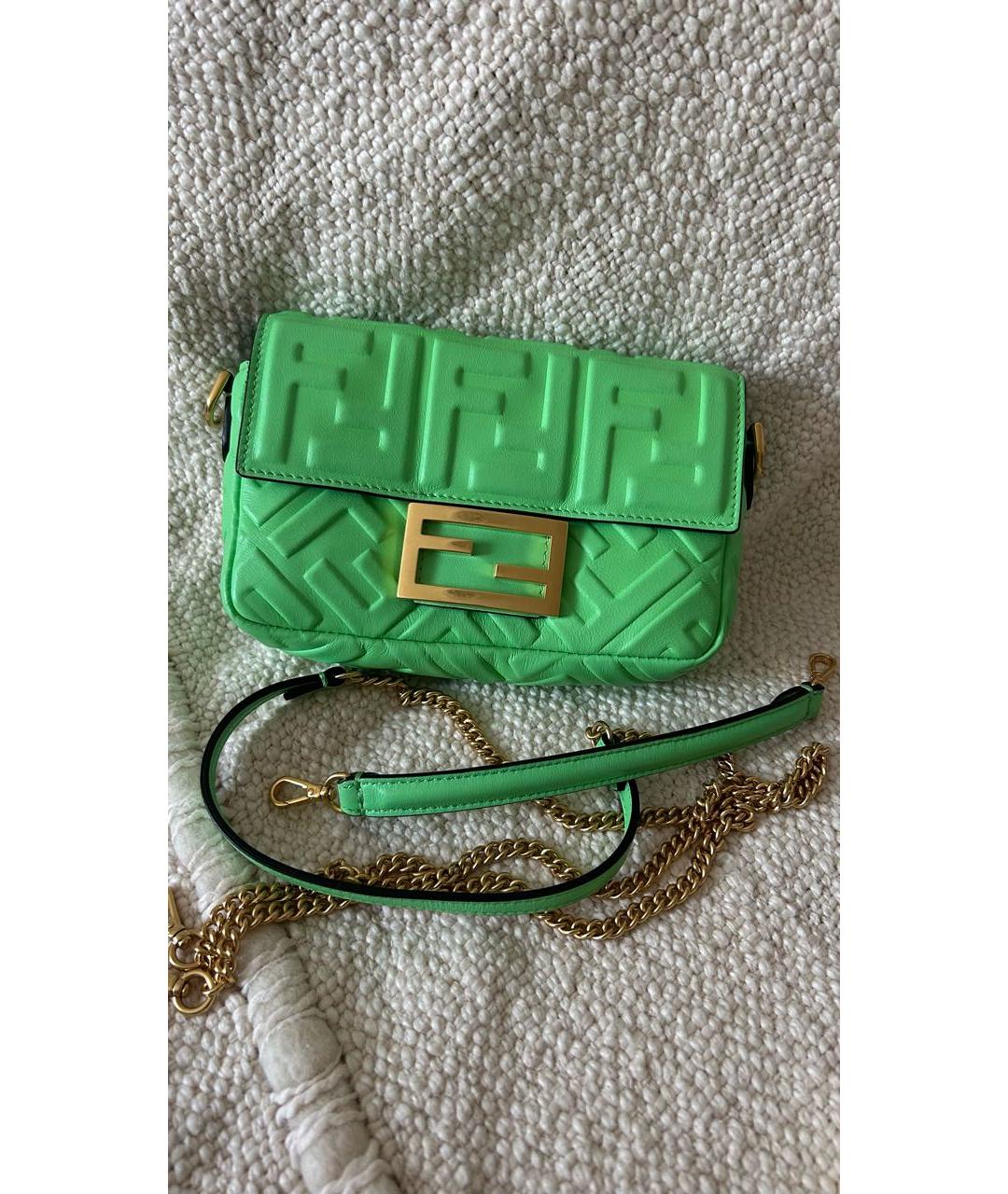 FENDI Зеленая кожаная сумка через плечо, фото 2