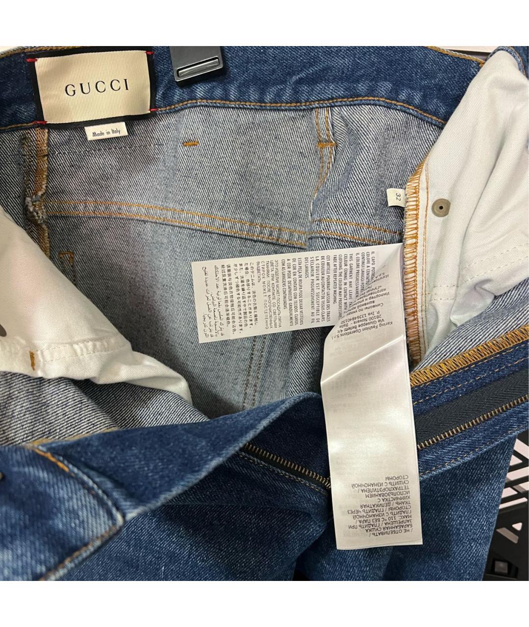 GUCCI Синие хлопковые джинсы, фото 3