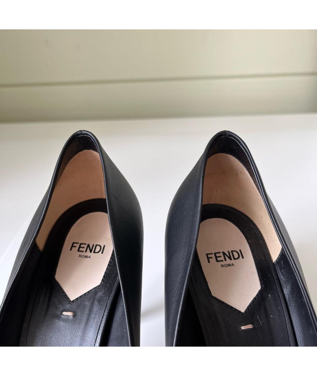 FENDI Черные кожаные туфли, фото 4