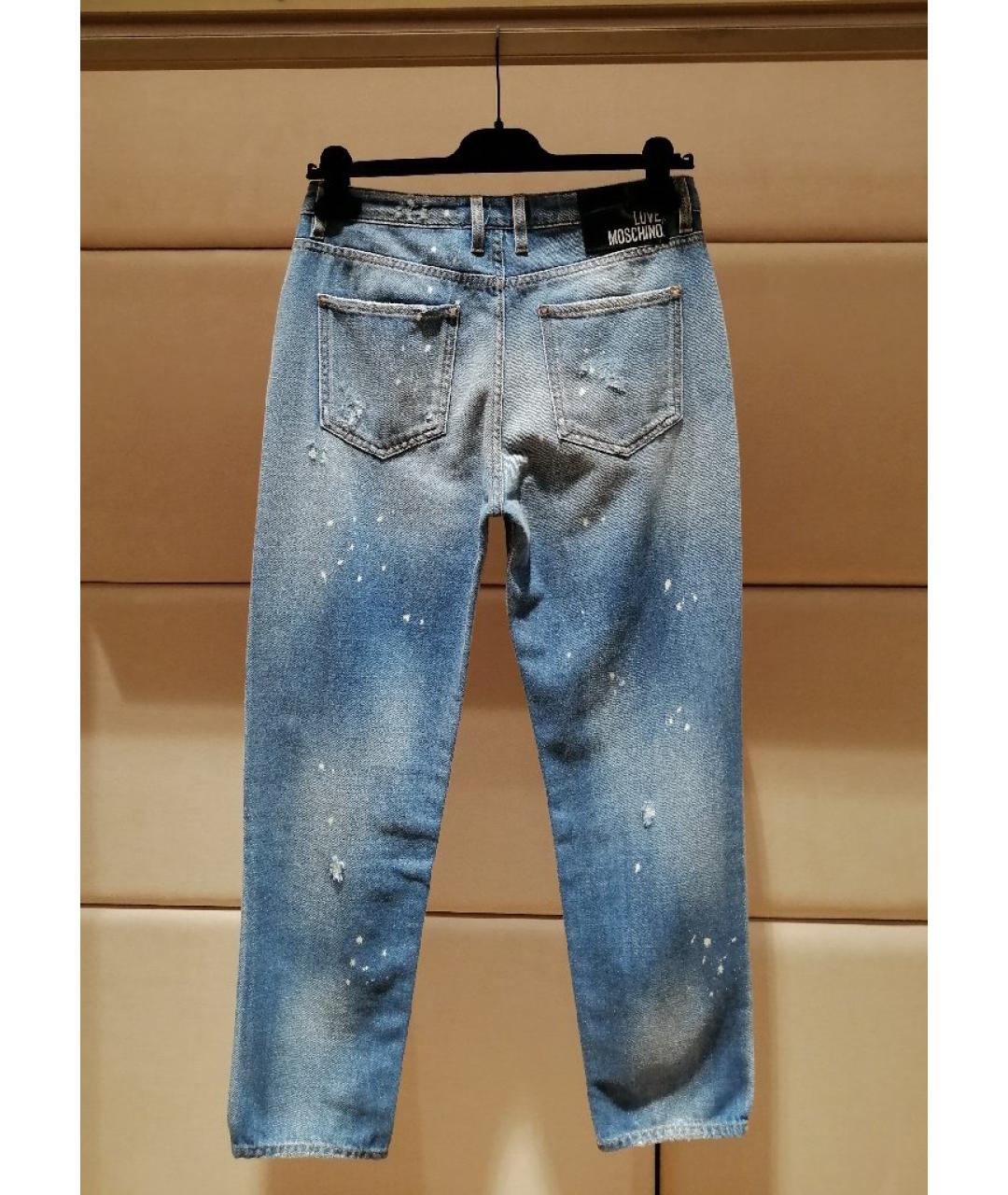 LOVE MOSCHINO Голубые хлопковые прямые джинсы, фото 2