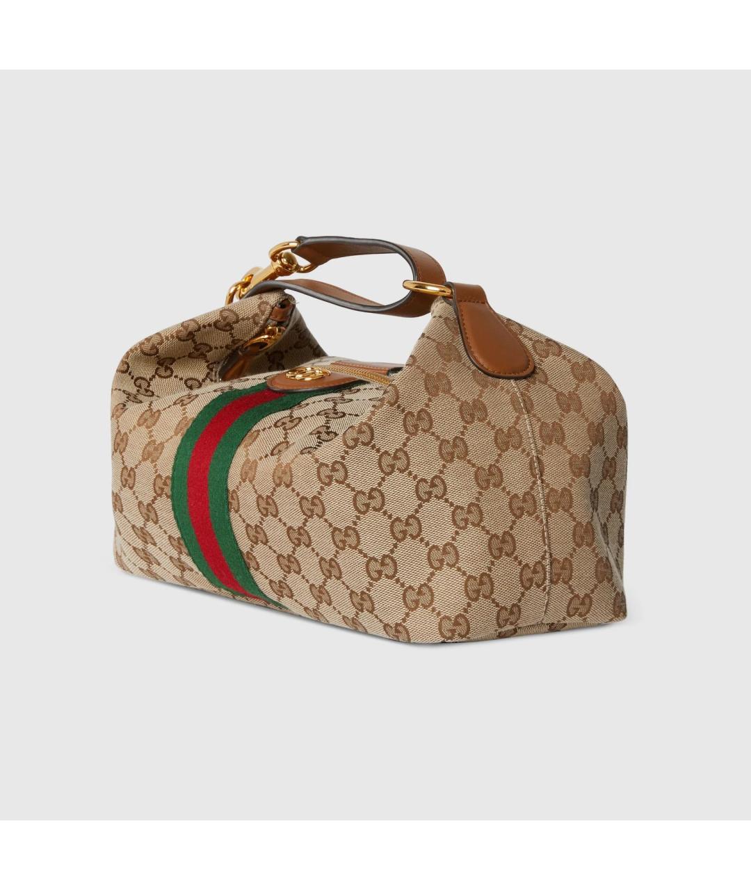 GUCCI Бежевая жаккардовая сумка через плечо, фото 2