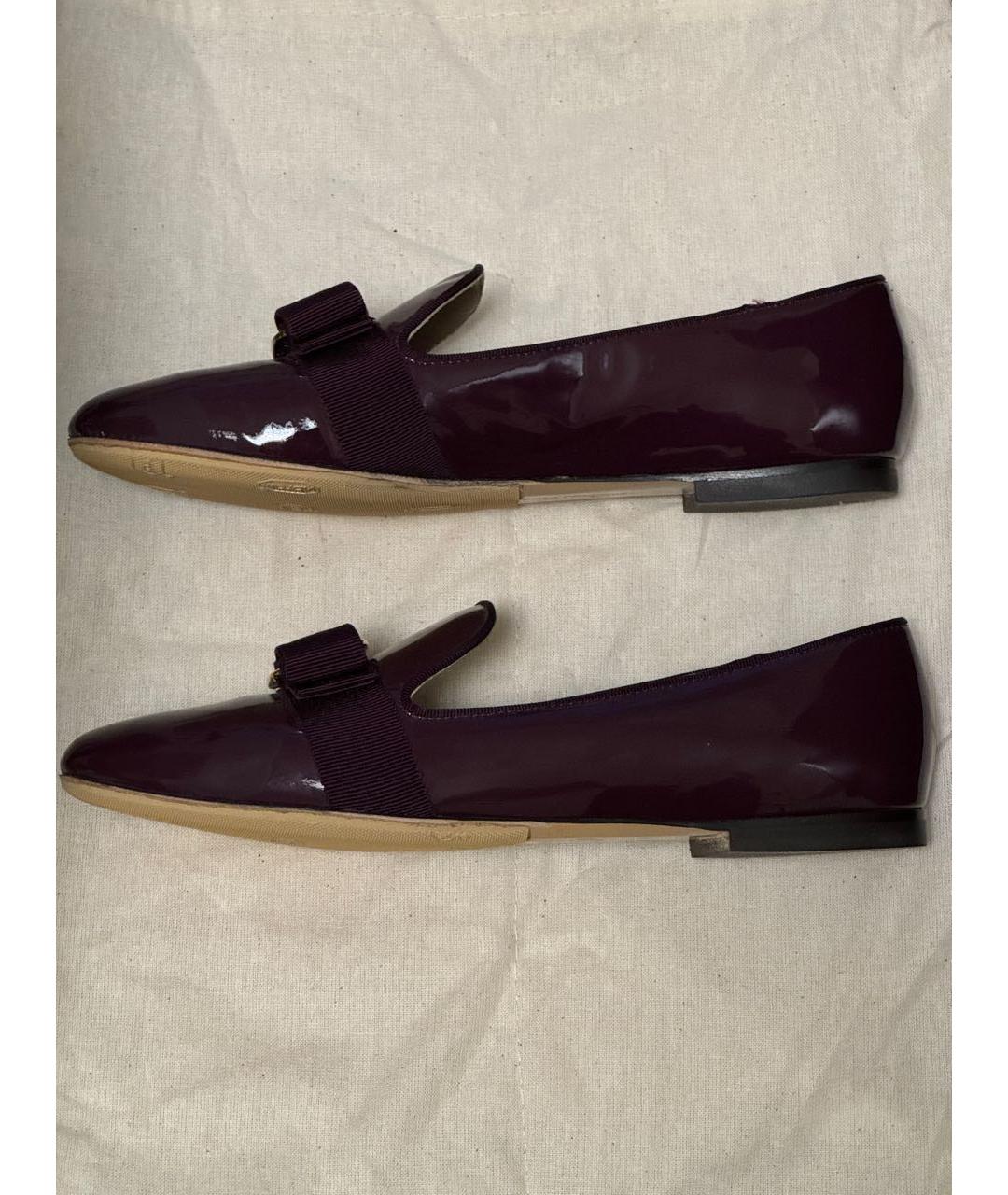 FERRAGAMO Бордовые кожаные лоферы, фото 5