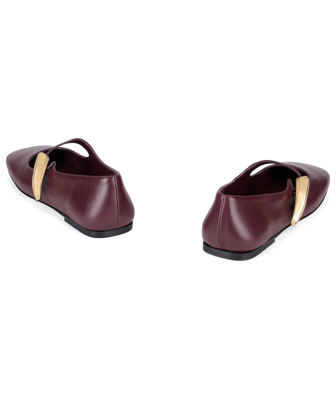 BOTTEGA VENETA Бордовые кожаные балетки, фото 4