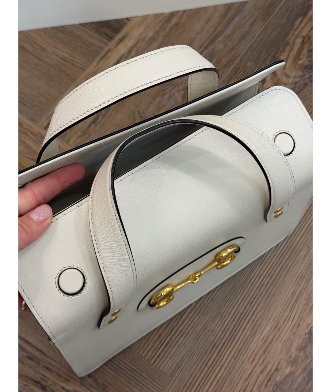 GUCCI Белая кожаная сумка с короткими ручками, фото 6