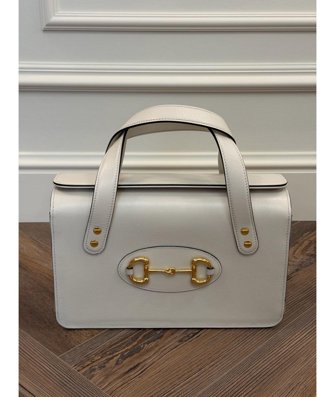 GUCCI Белая кожаная сумка с короткими ручками, фото 9
