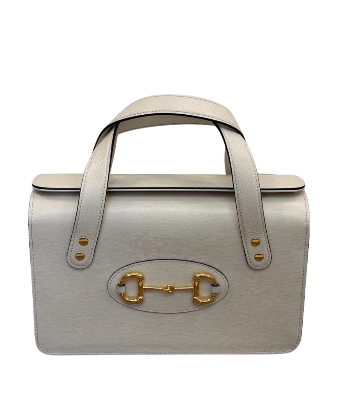 GUCCI Белая кожаная сумка с короткими ручками, фото 1
