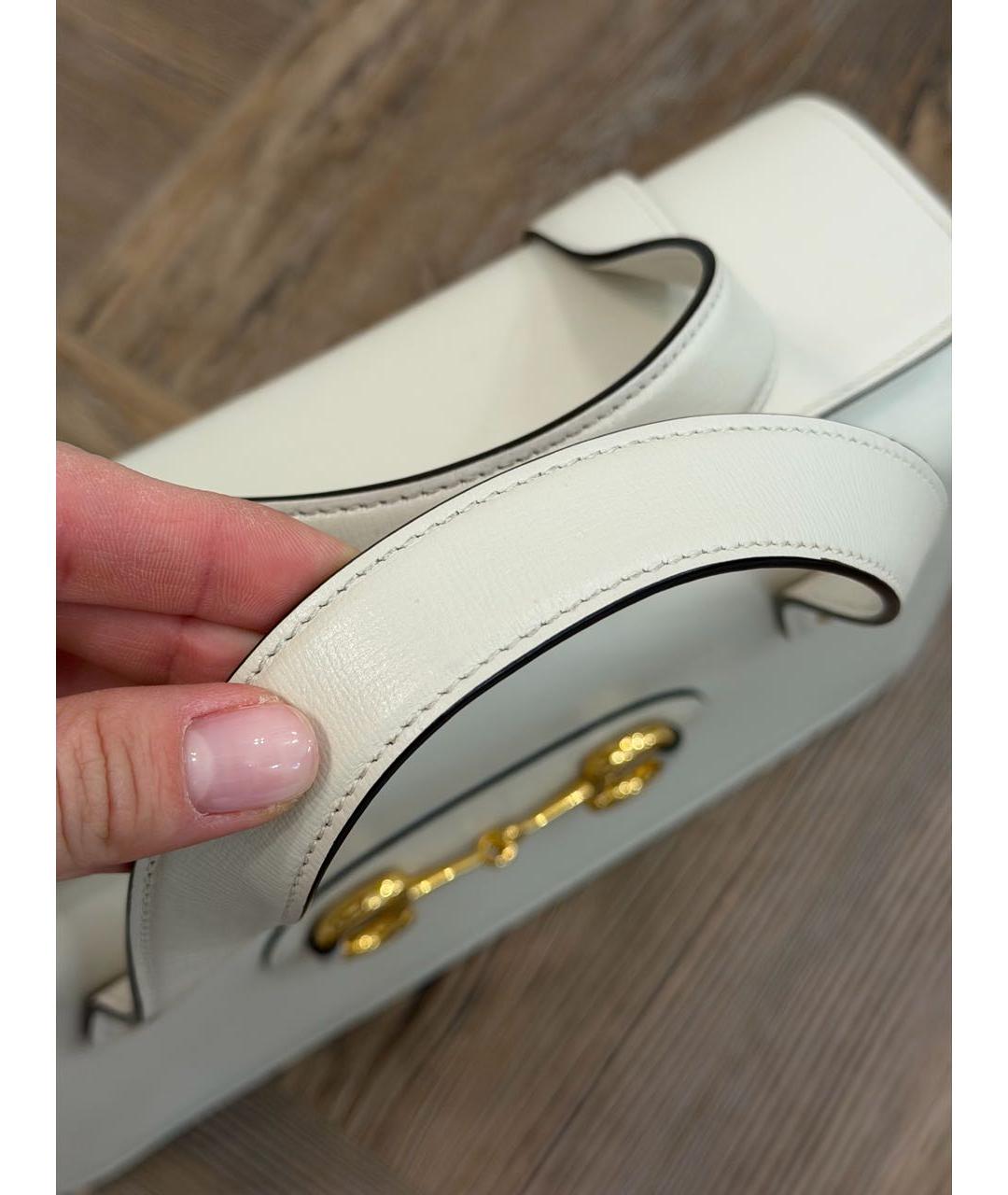 GUCCI Белая кожаная сумка с короткими ручками, фото 8