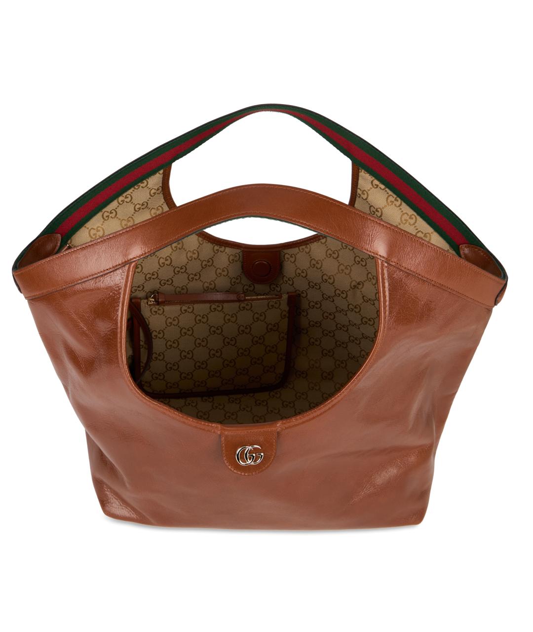 GUCCI Коричневая кожаная сумка тоут, фото 4