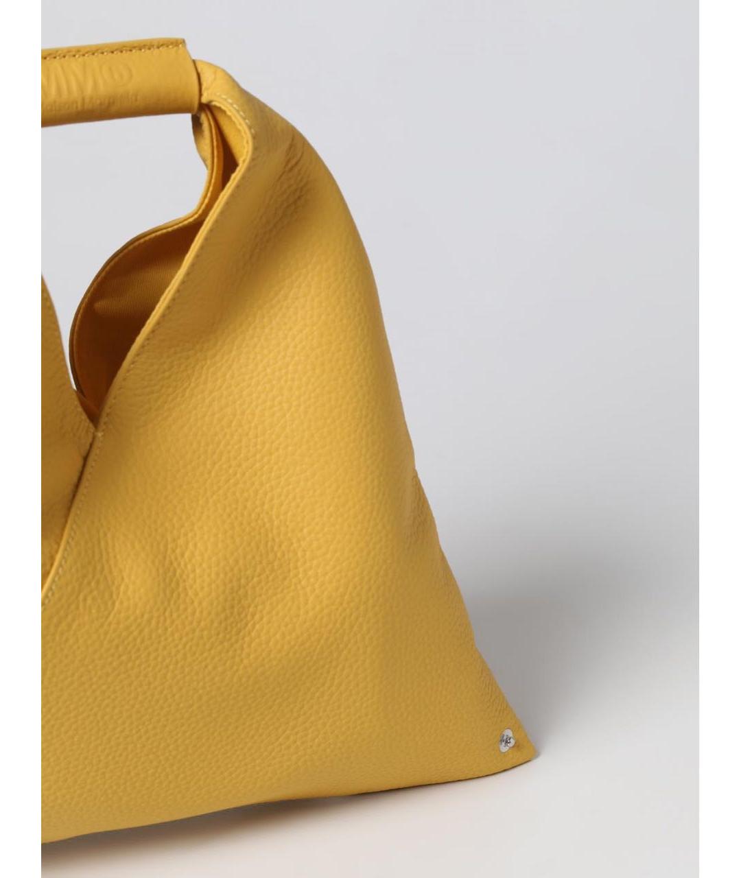 MM6 MAISON MARGIELA Горчичная кожаная сумка с короткими ручками, фото 2