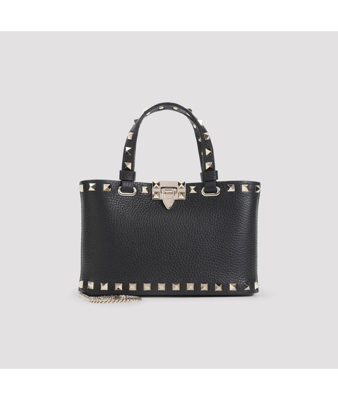 VALENTINO Черная кожаная сумка тоут, фото 2