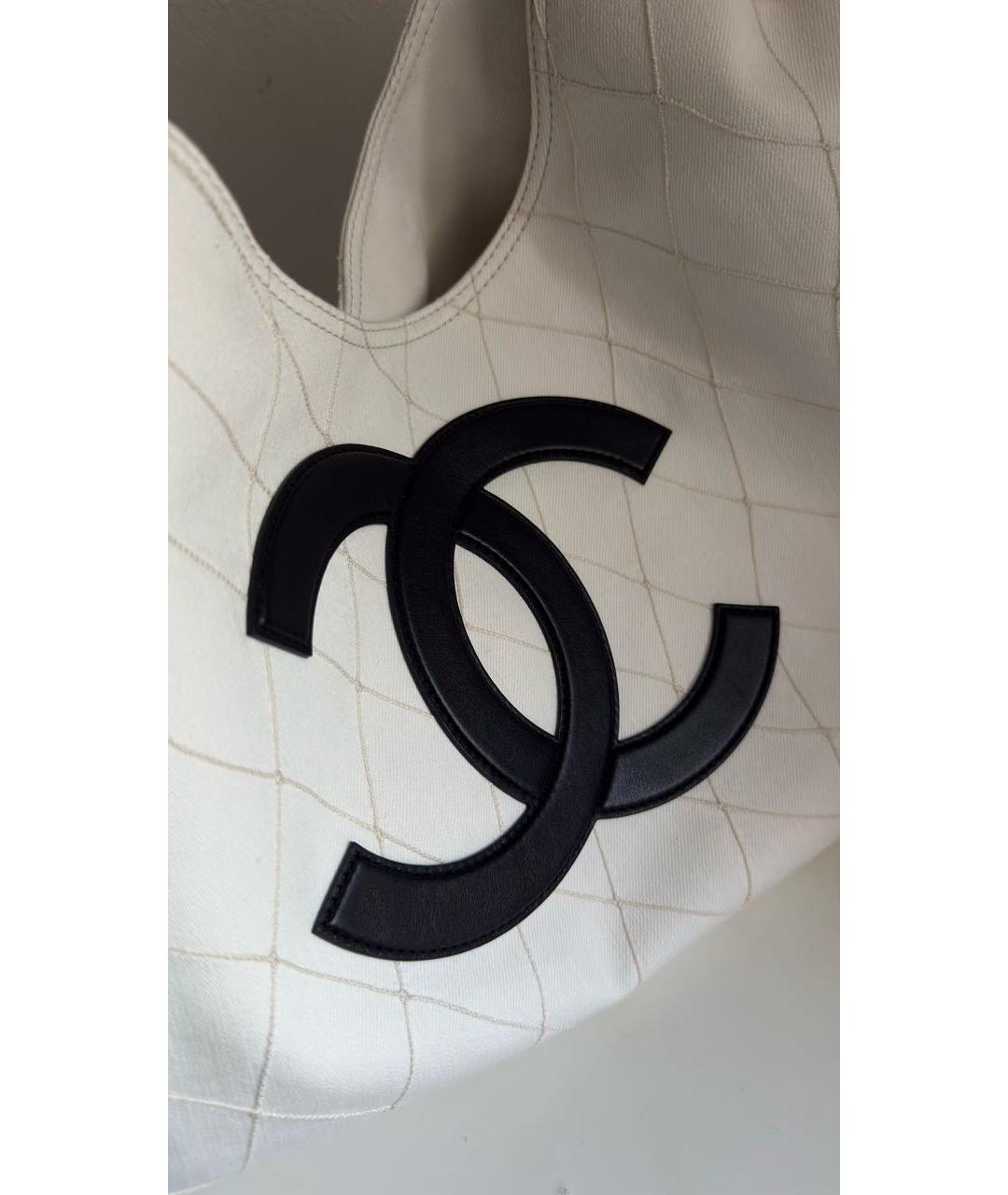 CHANEL Белая деним пляжная сумка, фото 6