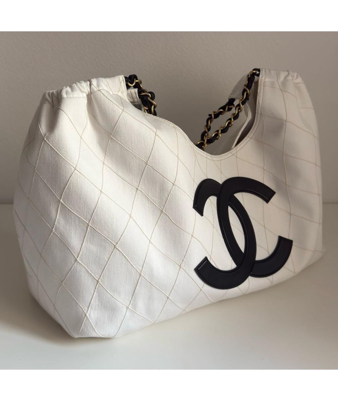 CHANEL Белая деним пляжная сумка, фото 2
