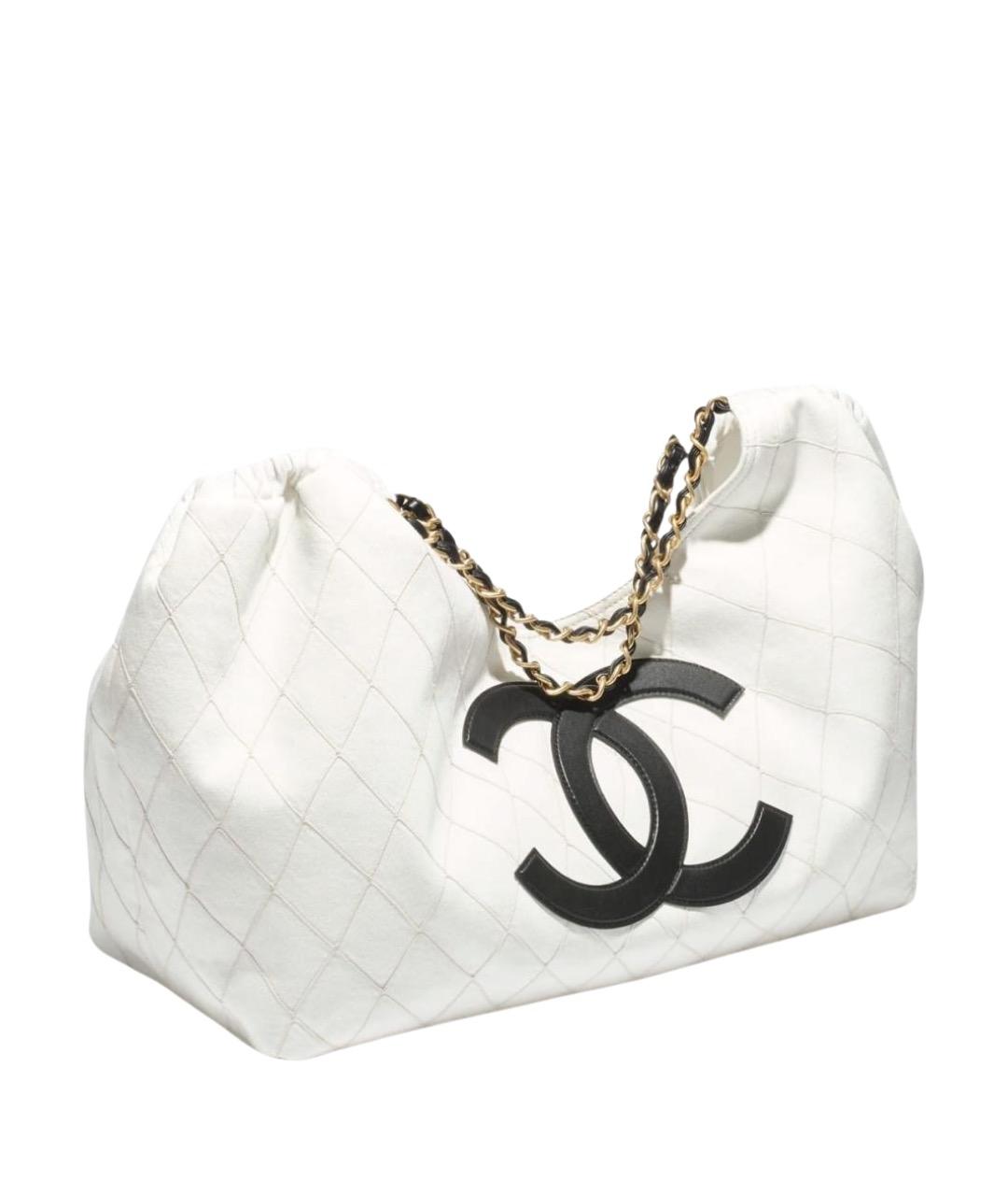 CHANEL Белая деним пляжная сумка, фото 1