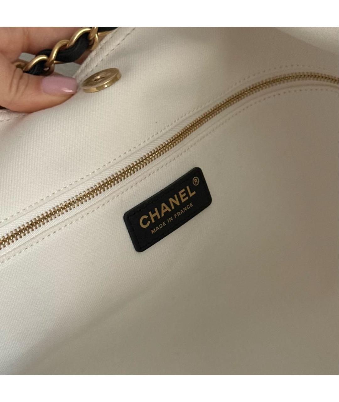 CHANEL Белая деним пляжная сумка, фото 8