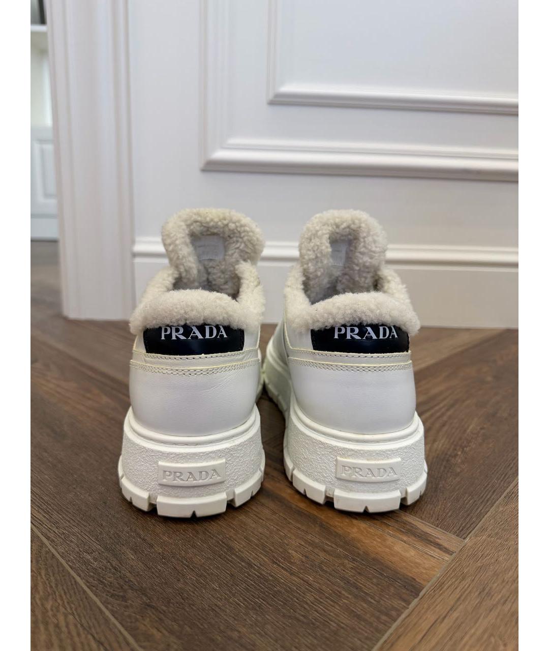 PRADA Белые кожаные кроссовки, фото 5