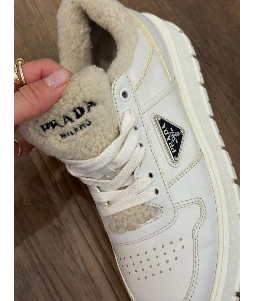 PRADA Белые кожаные кроссовки, фото 4