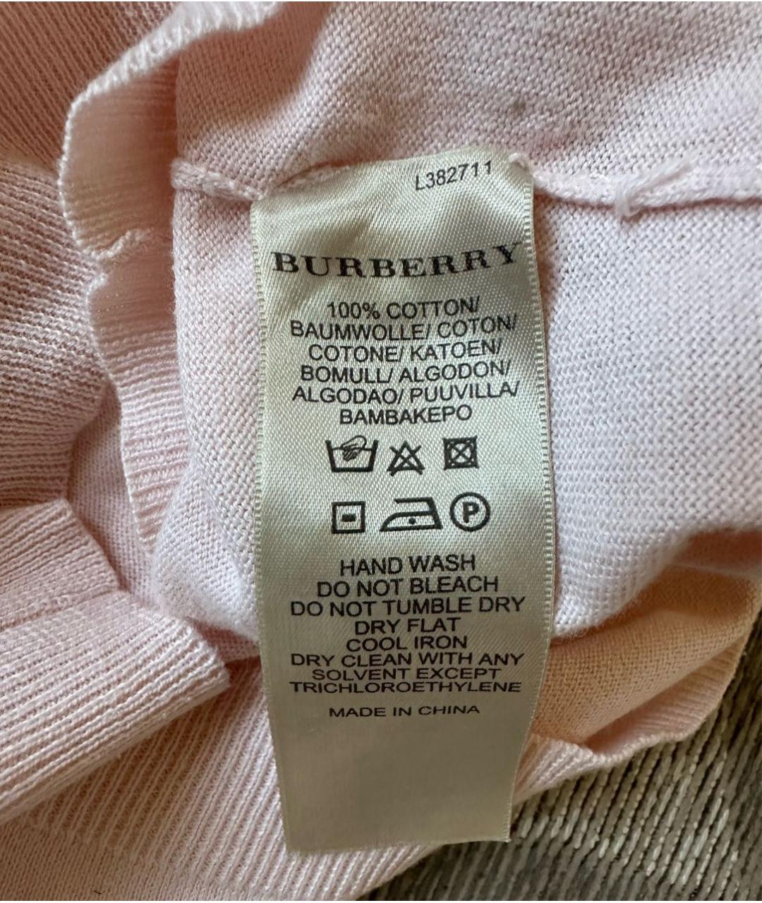 BURBERRY Розовая хлопковая футболка, фото 4