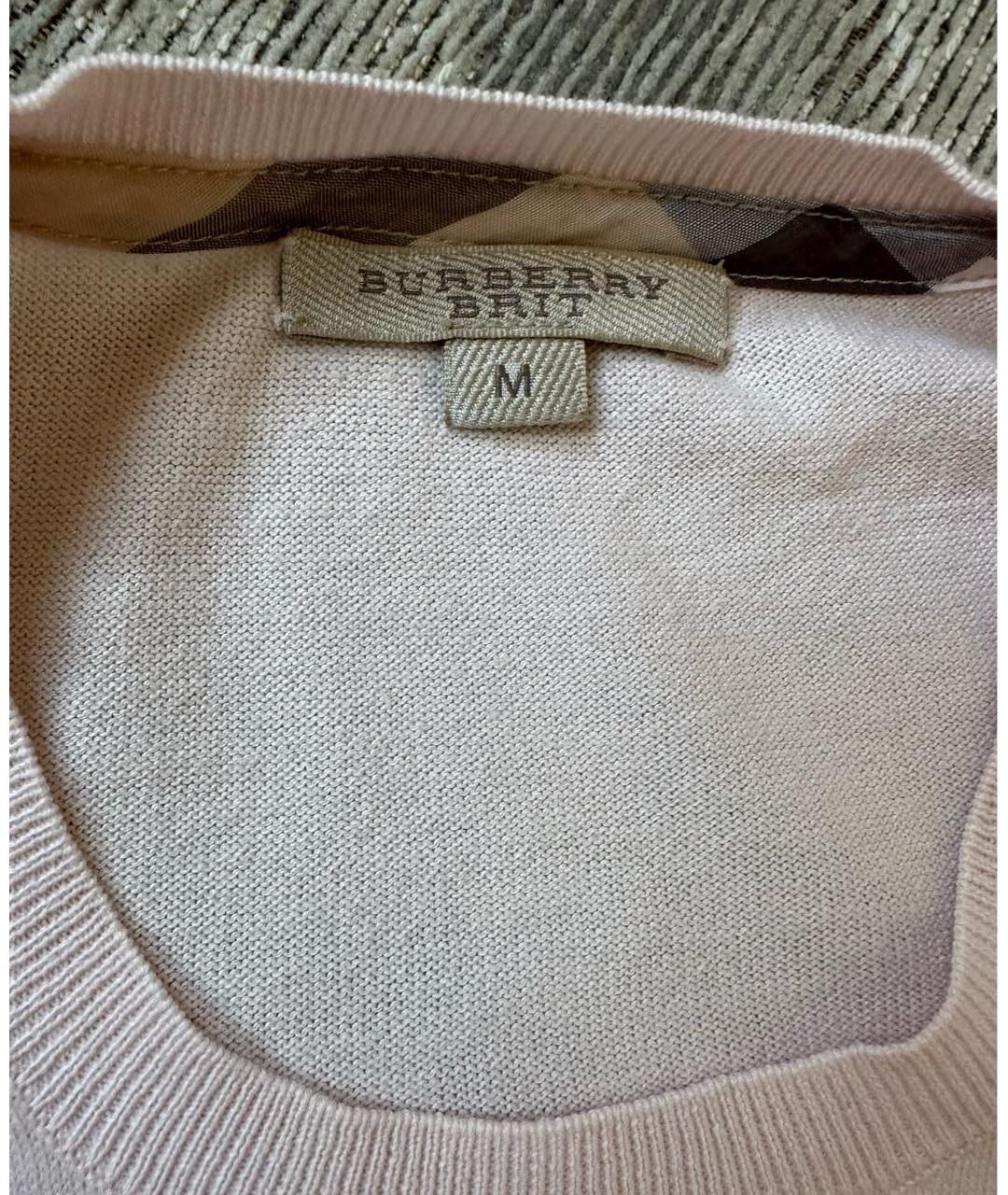 BURBERRY Розовая хлопковая футболка, фото 3