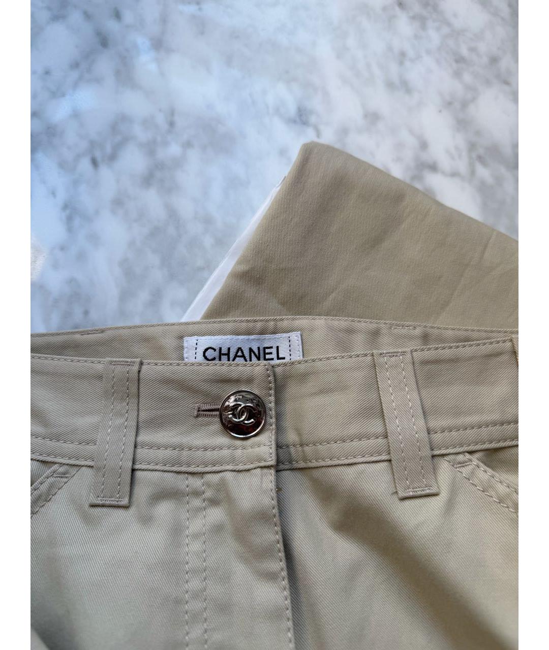 CHANEL Бежевые хлопковые брюки широкие, фото 4