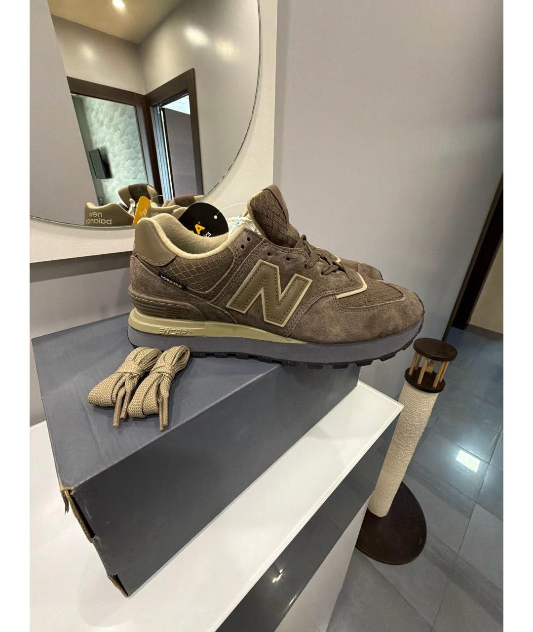 NEW BALANCE Коричневые замшевые низкие кроссовки / кеды, фото 5