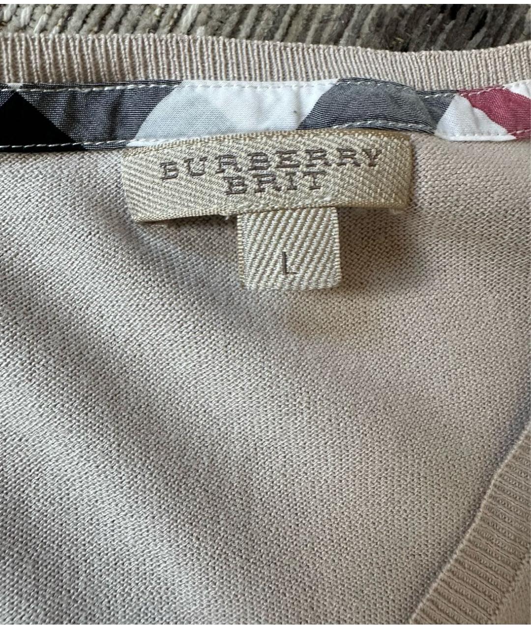 BURBERRY Бежевый хлопковый джемпер / свитер, фото 3