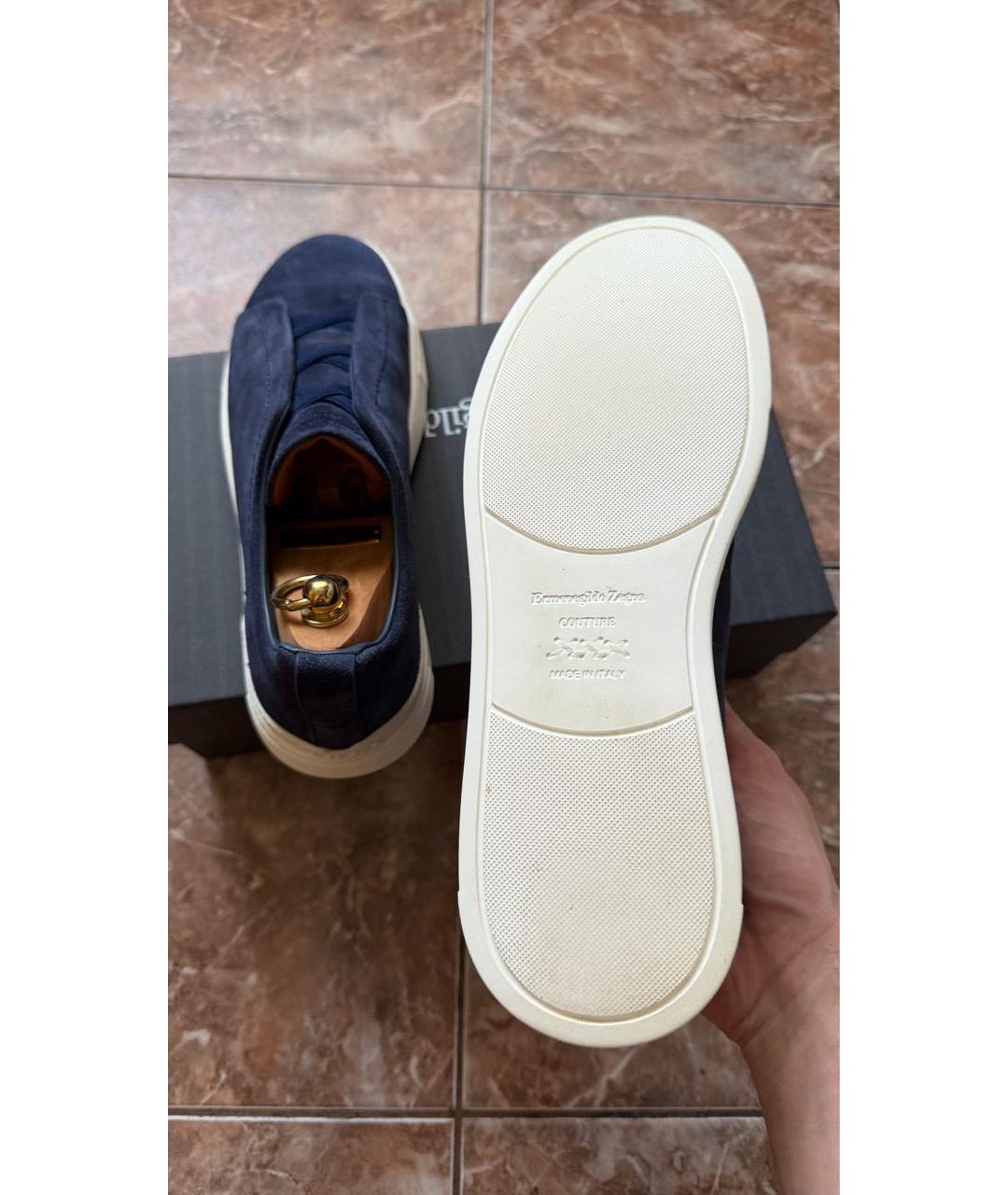 ERMENEGILDO ZEGNA XXX Синие замшевые низкие кроссовки / кеды, фото 6