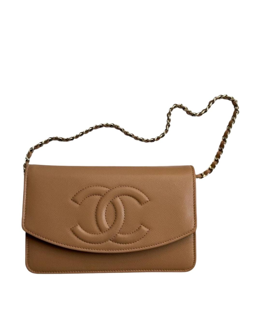 CHANEL Бежевая кожаная сумка через плечо, фото 1