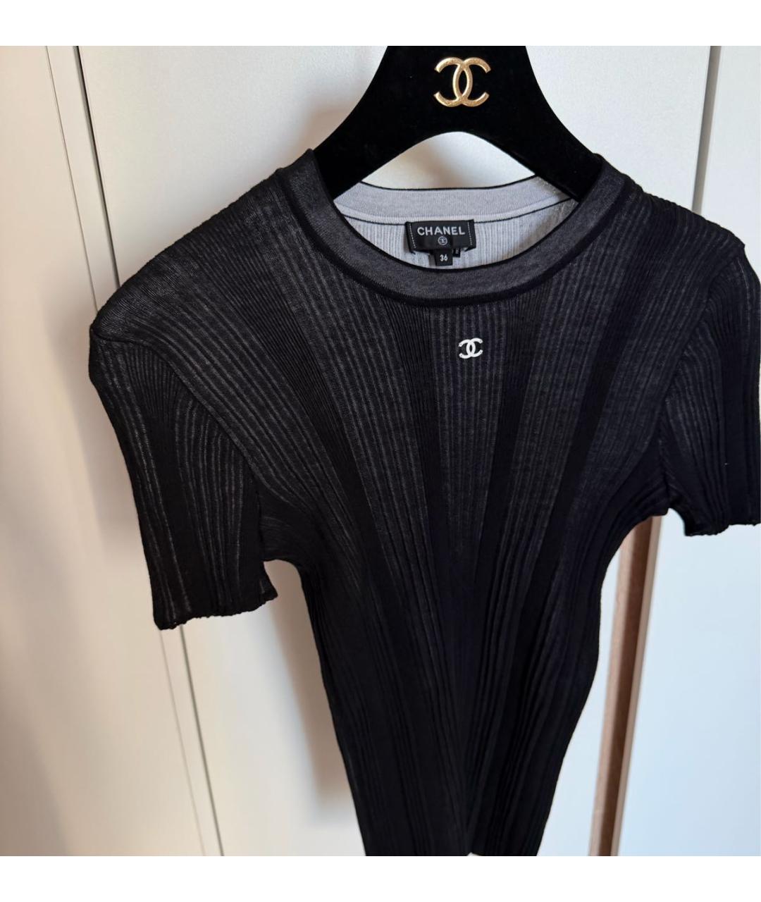 CHANEL Черная хлопковая футболка, фото 3