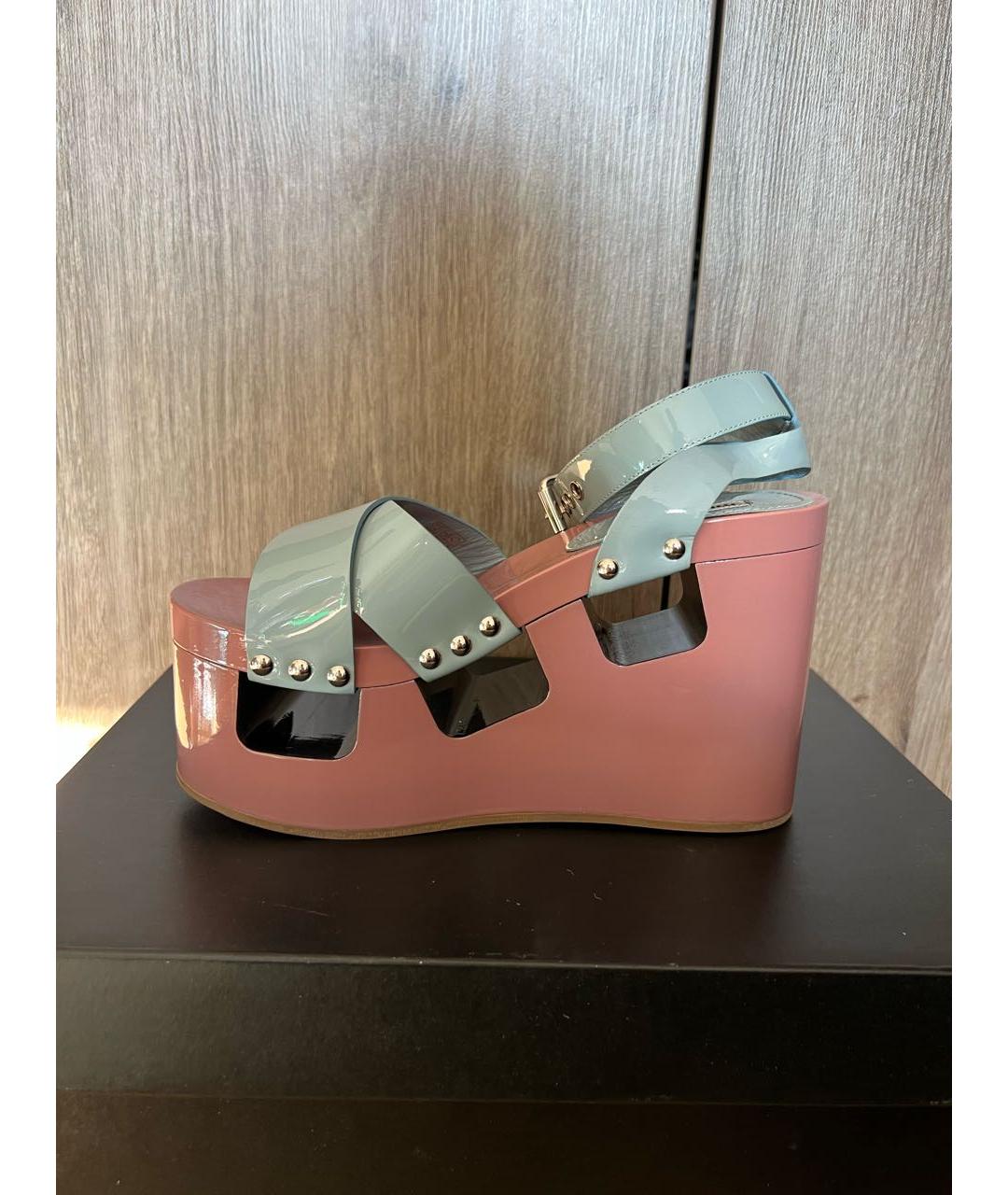 MIU MIU Голубые кожаные босоножки, фото 7