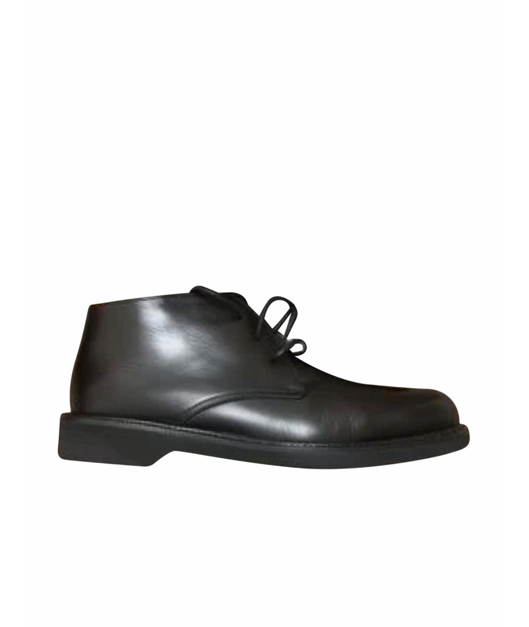 ZEGNA Черные кожаные высокие ботинки, фото 1