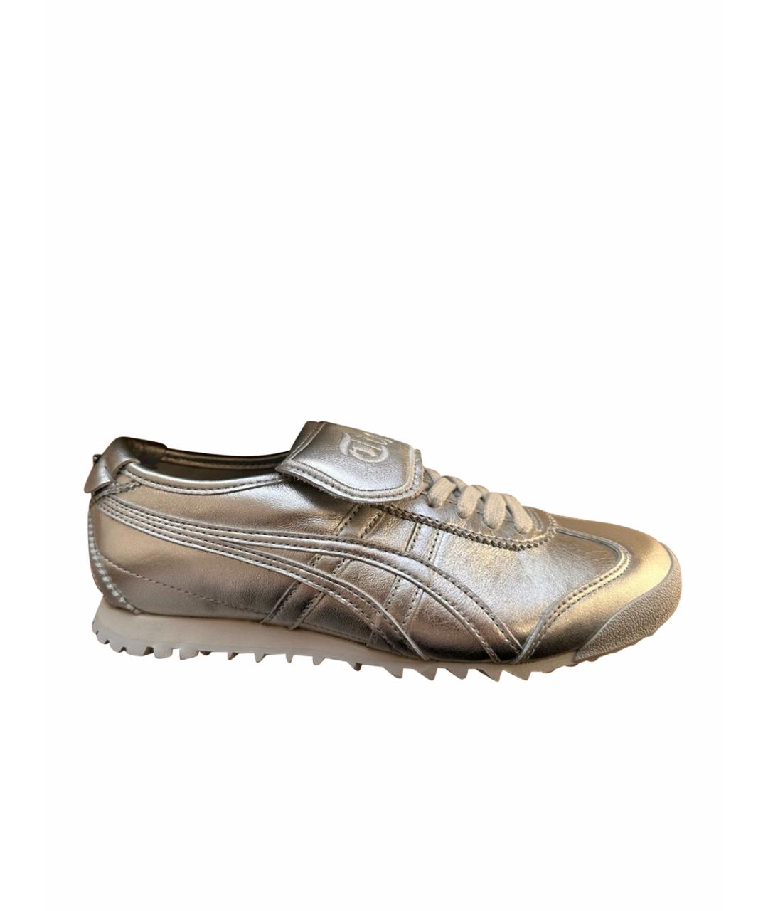 ONITSUKA TIGER Серебряные кожаные кроссовки, фото 1
