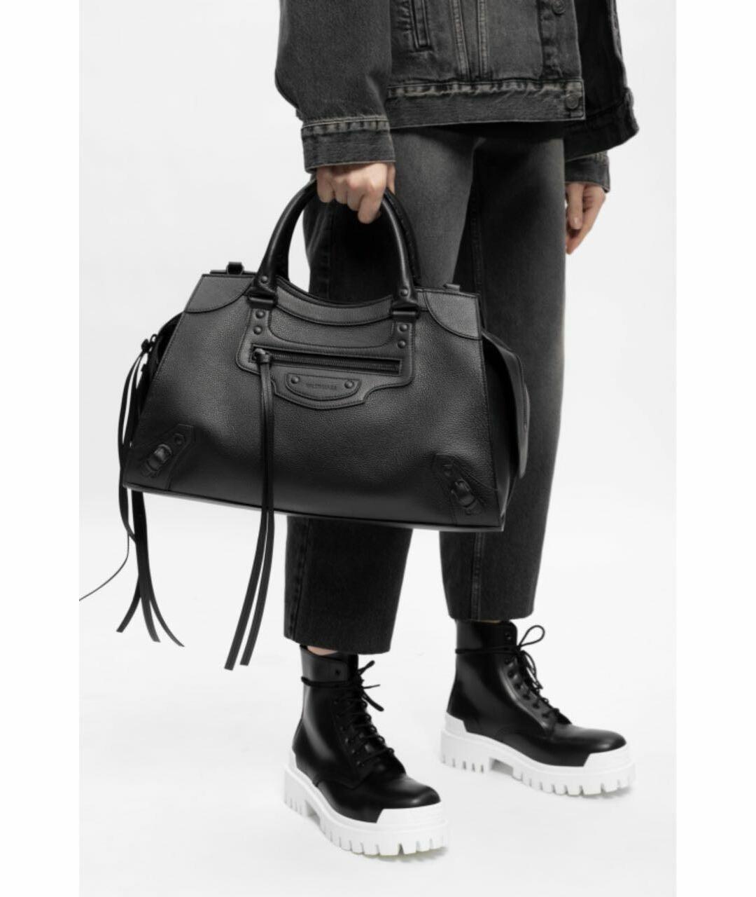 BALENCIAGA Черная кожаная сумка с короткими ручками, фото 7